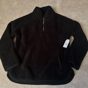 Time & Tru- Black Sherpa Quarter Half-Zip Pullover- SIZE S/CH (4-6)